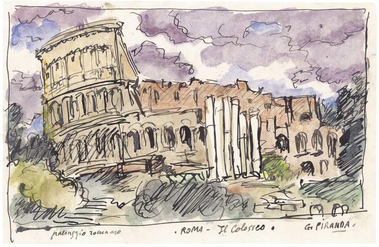 Paesaggio romano, il Colosseo